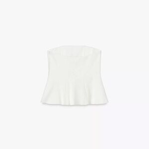 Zara Corset Like White Strapless Top Zipper Up Back